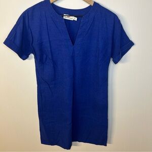 Vineyard Vines Women’s Split Neck Royal Blue Linen Dress, Size 2